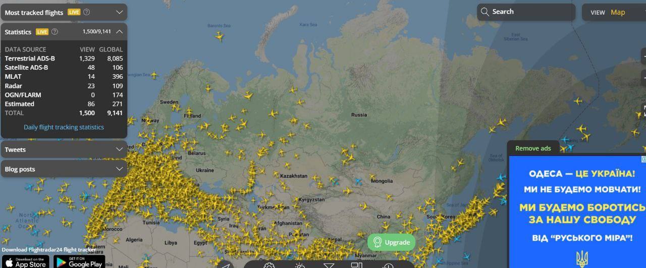 More Than Of The Planes In The Skies Of Russia Are Transit Flights