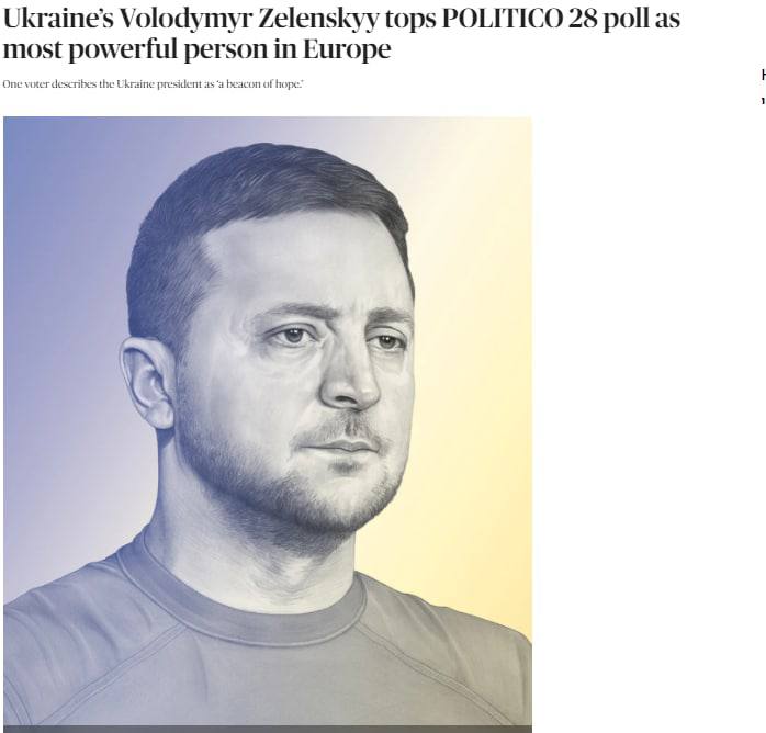 Politico named President Zelensky the most influential man in Europe