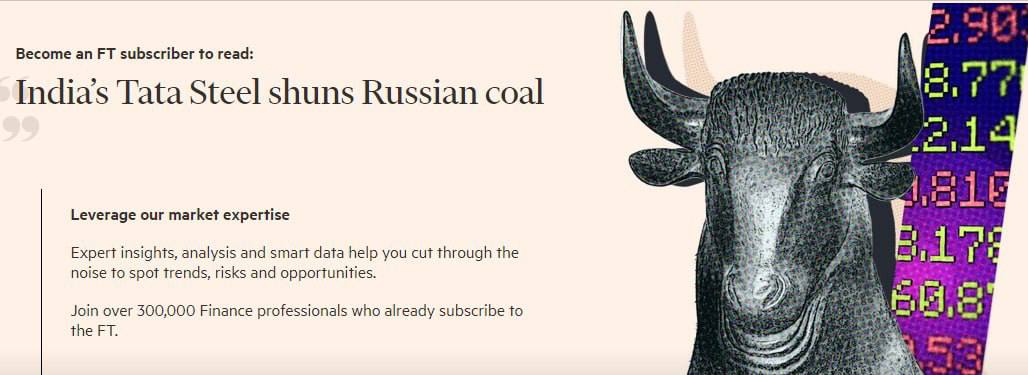 Indian Tata Steel has stopped buying coal from Russia.